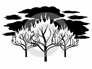 Wildfire-Inspired Burning Tree Silhouette Vector Design