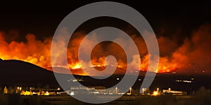 Wildfire in Nevada desert, on Red Rock Road