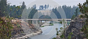 Wildfire smoky view of Bridge in cour d arlene Idaho