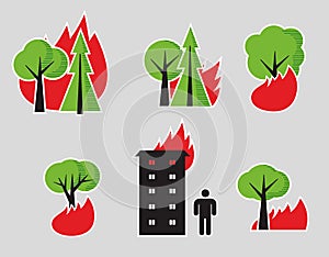 Wildfire symbol set. Color icons