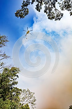 Wildfires in Turkey. Kemer. Firefighter helicopter.