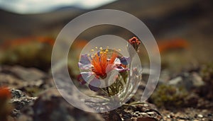 Wildflower blossom in meadow, vibrant multi colored petals generated by AI