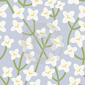 Wildflower floral seamless pattern. Cute neutral spring blooming petals on delicate background.