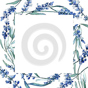 Wildflower lavender flower frame in a watercolor style.