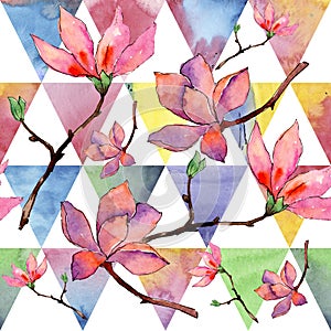 Wildflower magnolia flower pattern in a watercolor style.