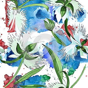 Wildflower orchid flower pattern in a watercolor style.