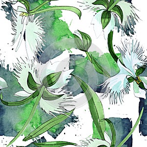 Wildflower orchid flower pattern in a watercolor style.