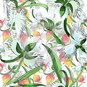 Wildflower orchid flower pattern in a watercolor style.