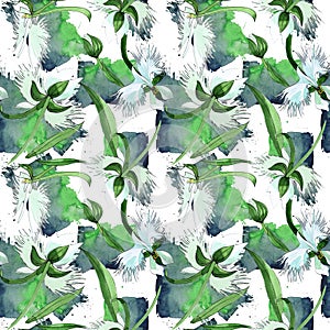 Wildflower orchid flower pattern in a watercolor style.