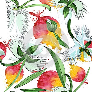 Wildflower orchid flower pattern in a watercolor style.