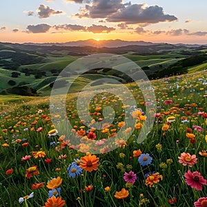 Wildflower splendor at sunset.