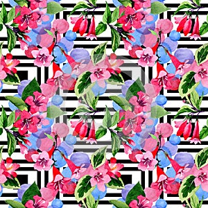 Wildflower weigela flower pattern in a watercolor style.