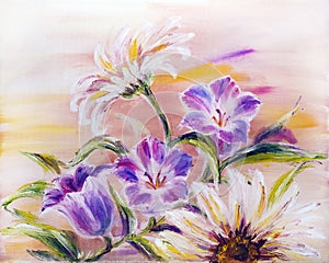 Wildflowers, oil painting