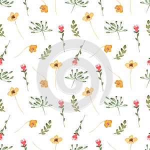 Wildflowers Seamless Pattern, Watercolor rustic Meadow flowers paper, Field florals paper, repeat pattern, floral printing design