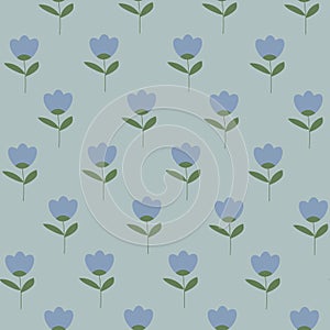 Wildflowers tulips, seamless pattern. Botanical vector illustration.  For paper, cover, fabric, gift wrapping, wall art