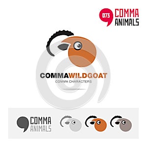 Wildgoat animal concept icon set and modern brand identity logo template and app symbol based on comma sign