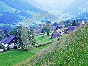 Wildhaus settlement in the river Thur valley