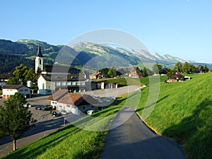 Wildhaus settlement in the river Thur valley