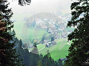 Wildhaus village in the Toggenburg region and in the Thur River valley