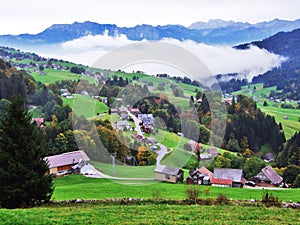 Wildhaus village in the Toggenburg region and in the Thur River valley