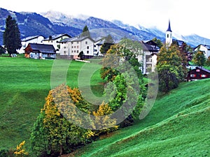 Wildhaus village in the Toggenburg region and in the Thur River valley