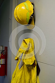 Wildland Firefighting Gear Hanging on Wall