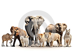 Ai Generated illustration Wildlife Concept of Wildlife animals isolated on white