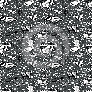 Wildlife animals. Seamless pattern for baby clothes. Continuous ornament for kids clothes outerwear.