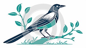 Magpie bird illustration, nature vector design wildlife art graphic. vector design Generative AI photo
