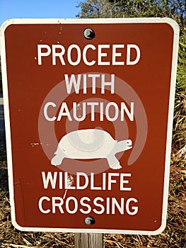 Wildlife Crossing sign at a state park in Naples, FL