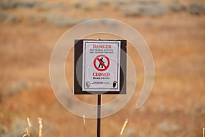 Wildlife Danger Trail ClosedsSign in Yellowstone and Grand Teton