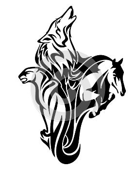 Wildlife fauna spirits black vector design