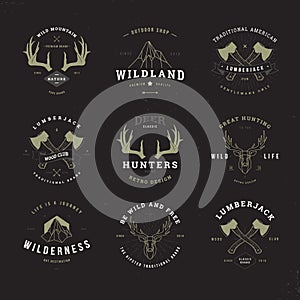 Wildlife hunters logo set invert