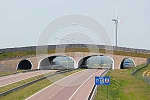 Wildlife overpass on A4 autostrada highway in Eastern Poland photo