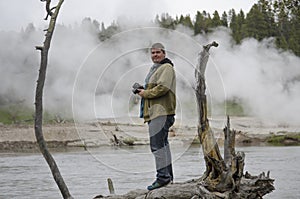 Wildlife photographer in Yellowstone National Park