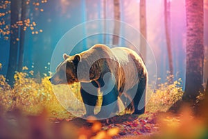 Wildlife predator forest bear nature dangerous wild mammal Generative AI