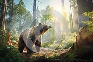 Wildlife predator forest bear nature dangerous wild mammal Generative AI