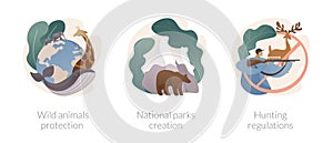 Wildlife preservation abstract concept vector illustrations.