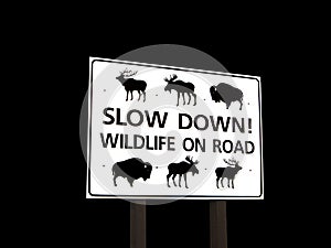 Wildlife On Road Sign