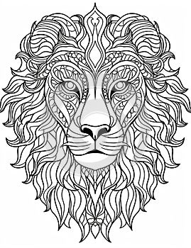 Lion head wild design art illustration coloring wildlife animal doodle drawing pattern