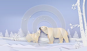 Wildlife Winter Scenes with polar bear
