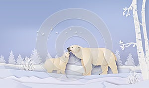 Wildlife Winter Scenes with polar bear photo