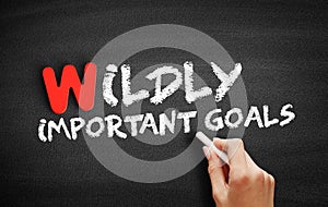 Wildly Important Goals text on blackboard photo