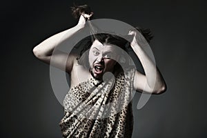 Wildman in leopard skin