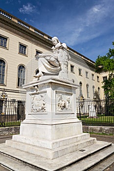 Wilhelm von Humboldt statue outside Humboldt University from 1883 by Martin Paul Otto, Berlin, Germany