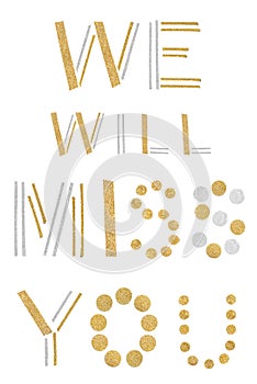 We will miss you text paper cut on white background photo