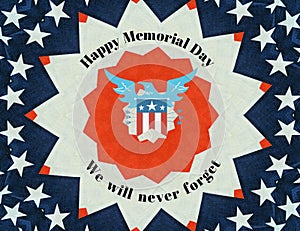 We Will Never Forget Flag Motif Illustration for Memorial Day