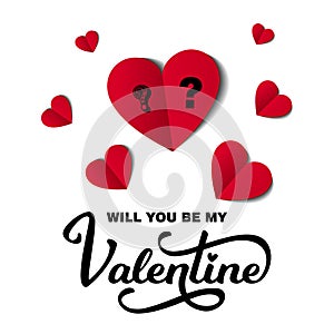 Will You Be My Valentine Card with Text and Hearts