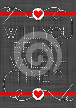 Will you be my Valentine red hearts in love Valentine`s day card