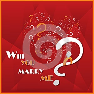 Will you marry me, cartoon drawing card  for web and print